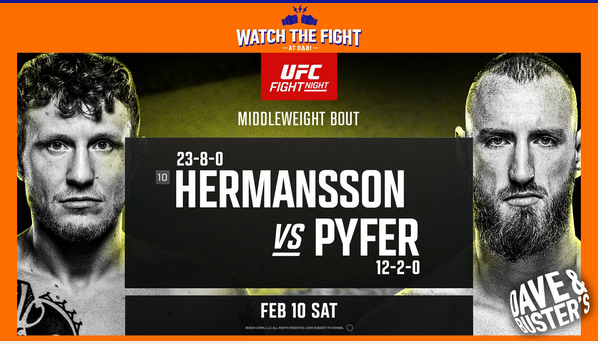 Watch UFC Fight Night Hermansson vs Pyfer 2/10/24 – 10th February 2024 Full Show